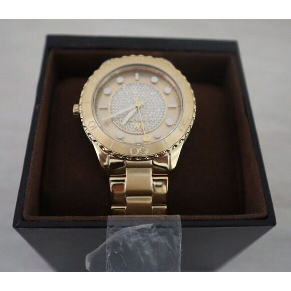 Michael Kors MK6911 Women Runway Three-Hand Gold-Tone Stainless Steel Watch $225 - Picture 8 of 11
